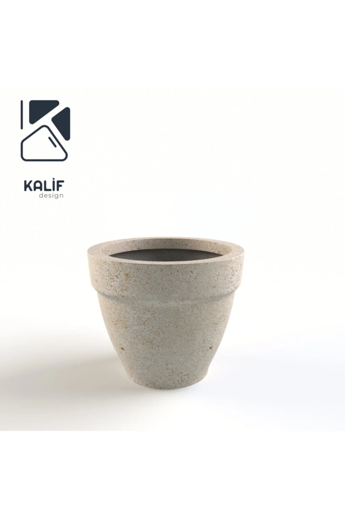 Hafif Beton Saksı (TERRAZO) Terra (L) 44x40 Krem