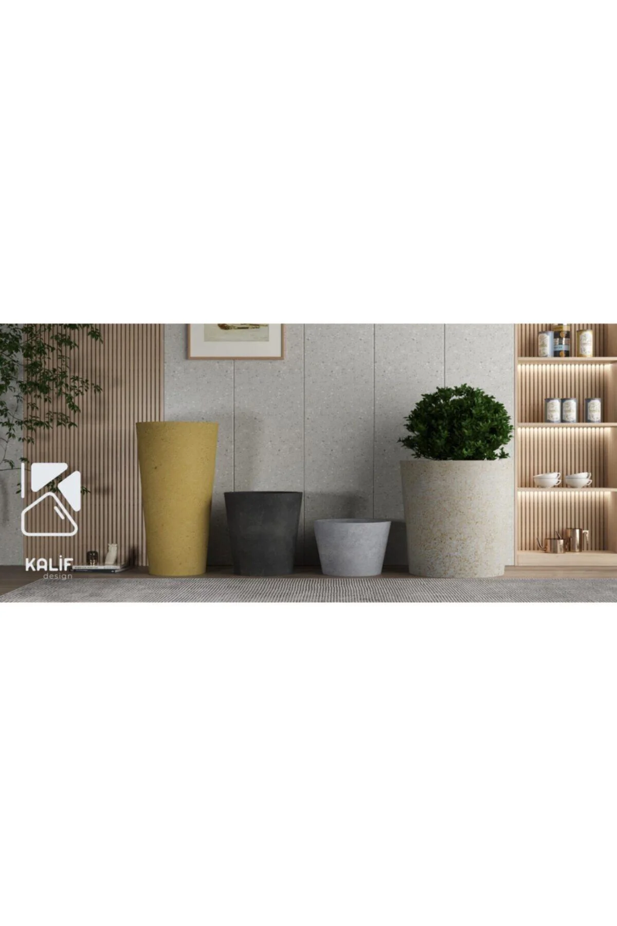 Hafif Beton Saksı (terrazo) Flora (xs) 42x30 Krem