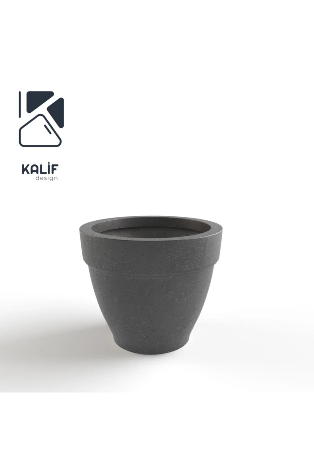 Hafif Beton Saksı (TERRAZO) Terra (L) 44x40 Siyah