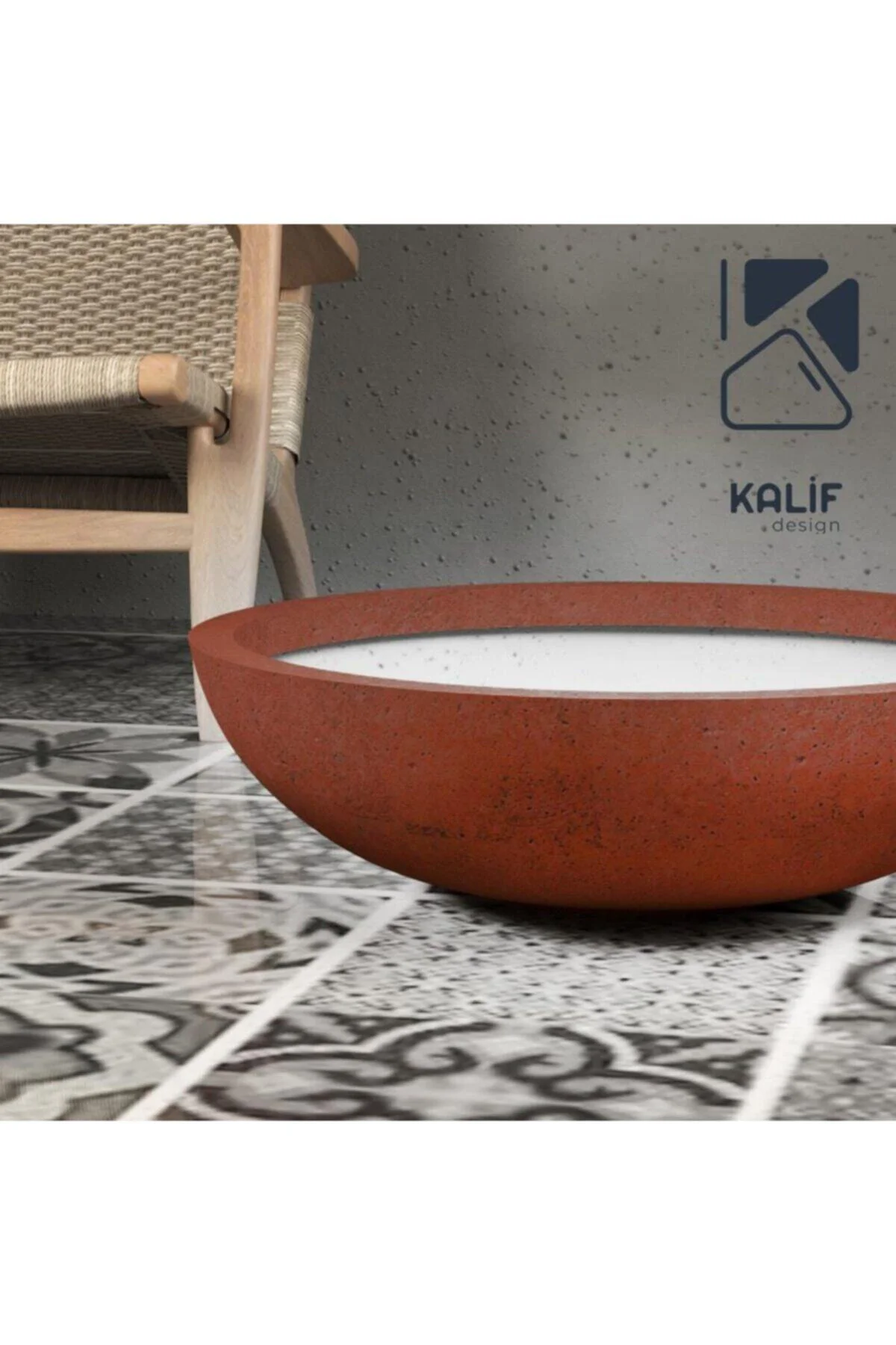 Hafif Beton Saksı (terrazo) Freya (m) 70x70x20 Gri