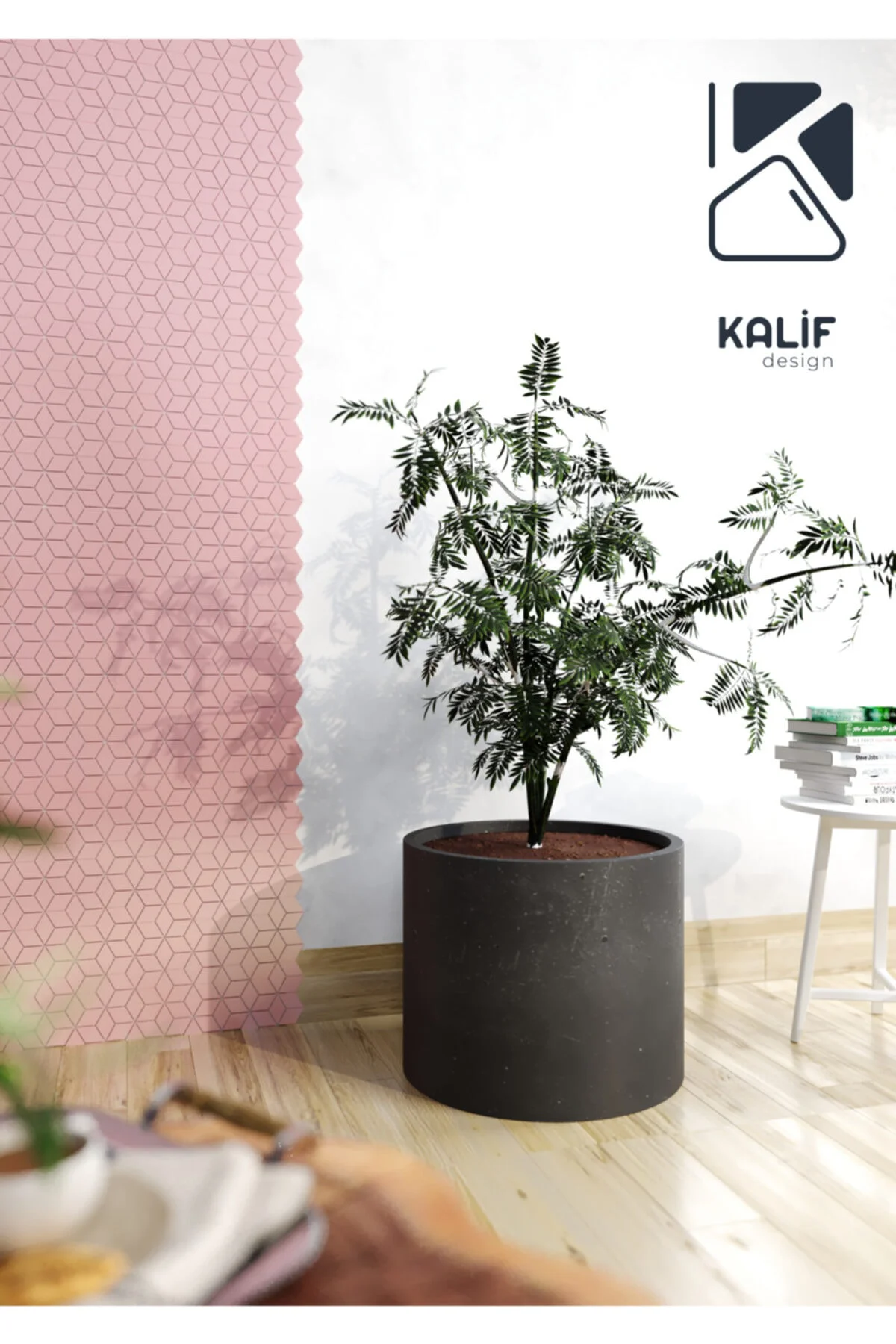 Hafif Beton Saksı (terrazo) Cylinder 25x20 Krem