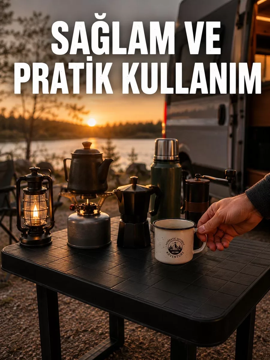 Hafif Katlanır Plastik Kamp Masası - Taşınabilir Piknik Masası