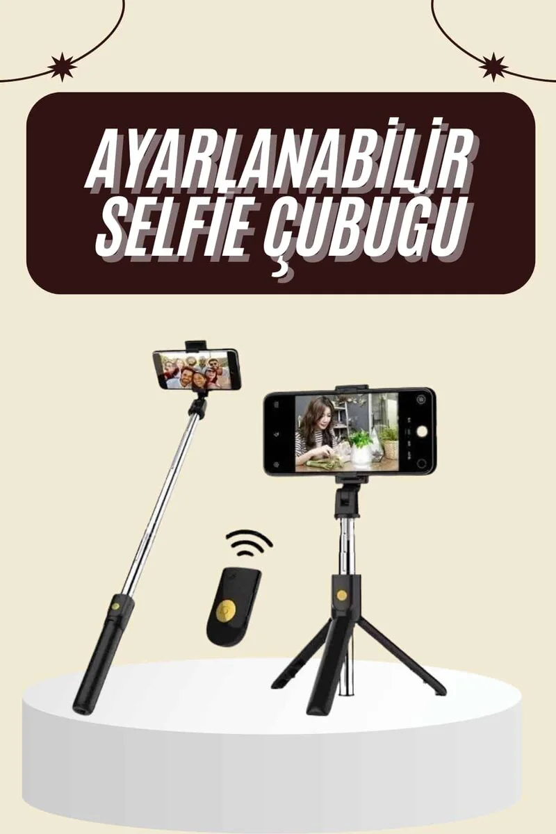 Hafif Manyetik Tripod Selfie Sopa Bluetooth Kumandalı - 186mm