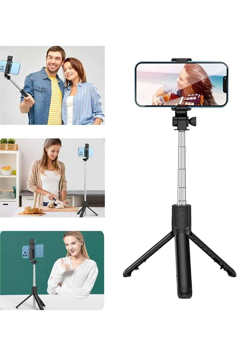 Hafif Manyetik Tripod Selfie Sopa Bluetooth Kumandalı - 186mm