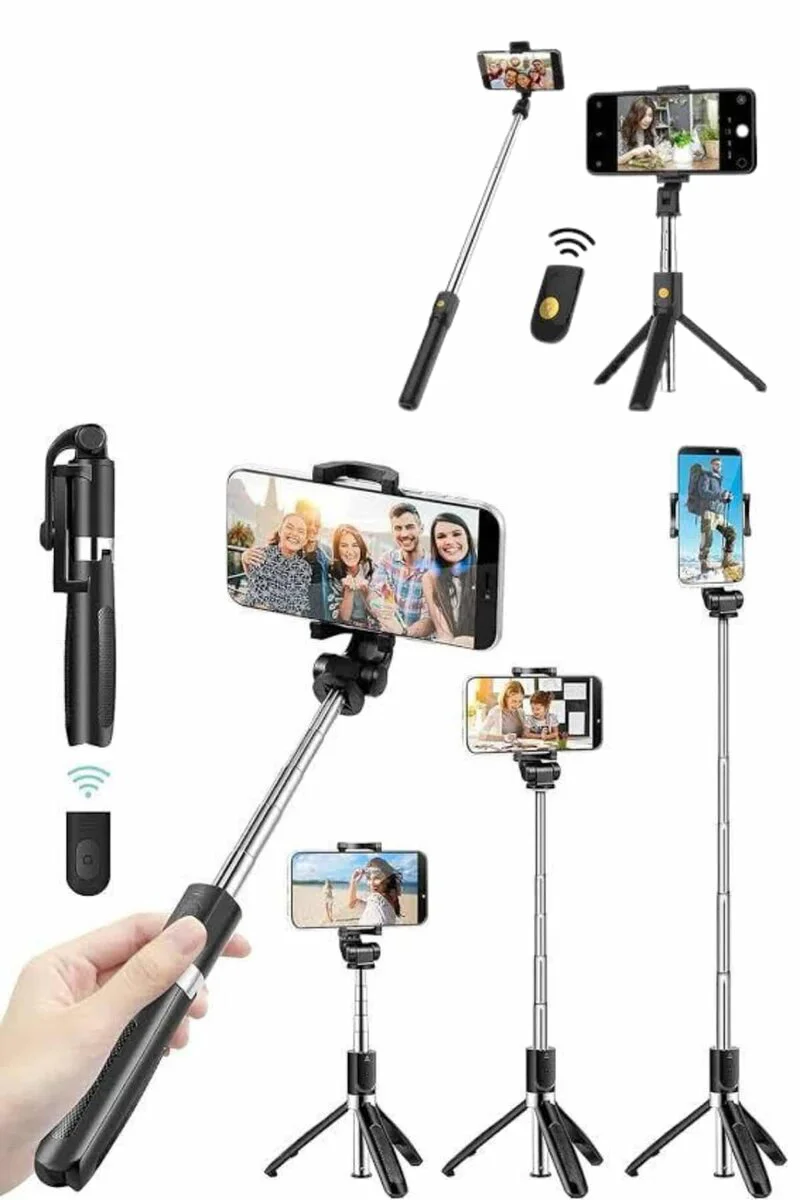 Hafif Manyetik Tripod Selfie Sopa Bluetooth Kumandalı - 186mm