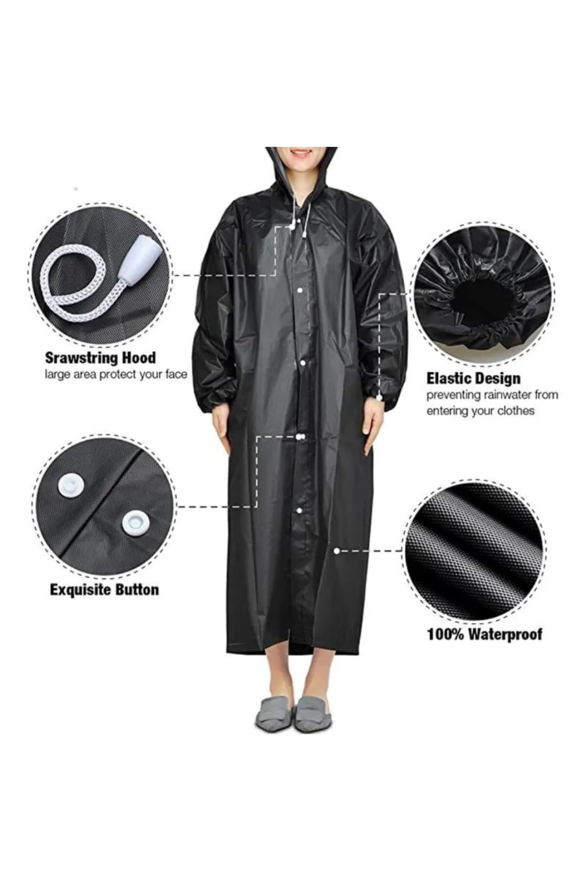 Hafif Taşınabilir Yağmurluk, Tekrar Kullanılabilir Unisex Yağmurl