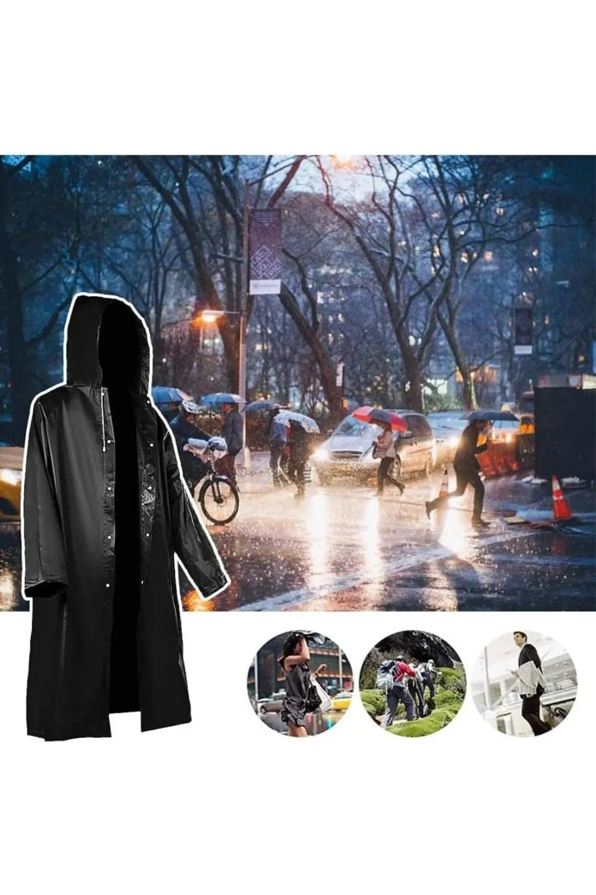 Hafif Taşınabilir Yağmurluk, Tekrar Kullanılabilir Unisex Yağmurl