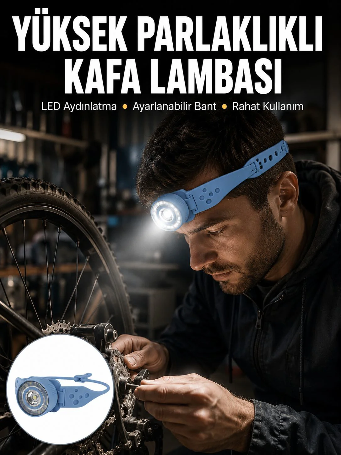 Hafif ve Taşınabilir Kamp Kafa Lambası Ayarlanabilir Işık Yeni Nesil