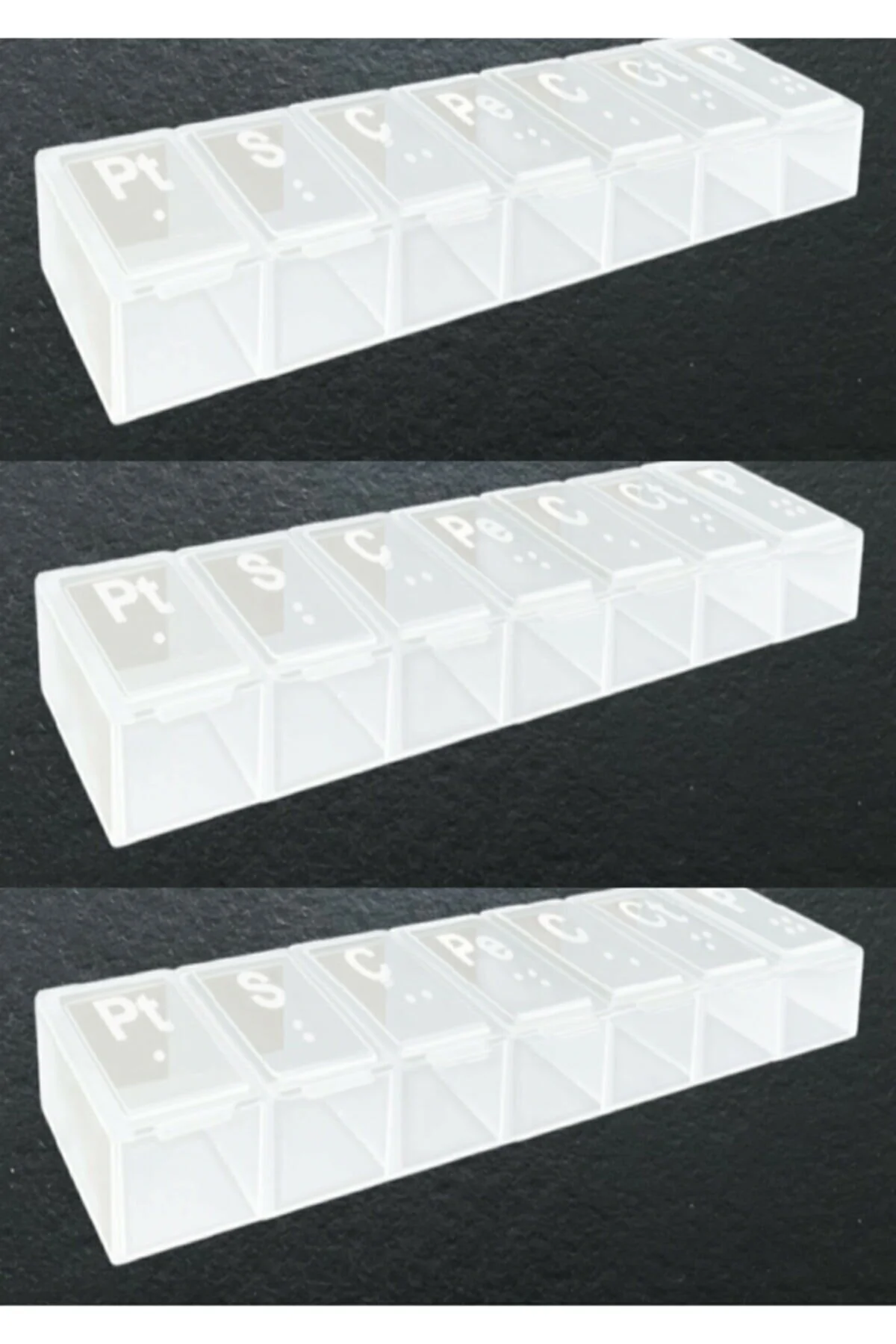 Haftalık Günlük Ilaç Saklama Kutusu Şeffaf - Hap Kabı 3 Adet