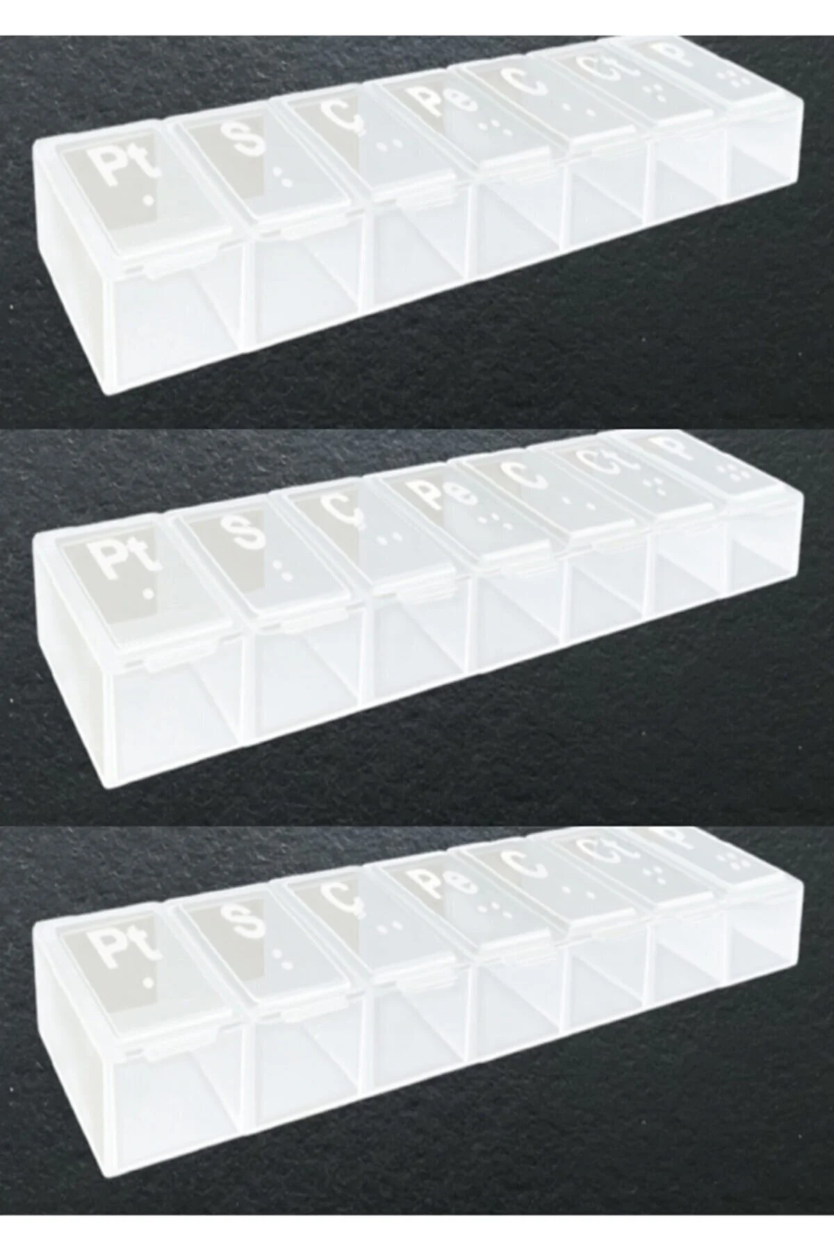 Haftalık Günlük Ilaç Saklama Kutusu Şeffaf - Hap Kabı 3 Adet