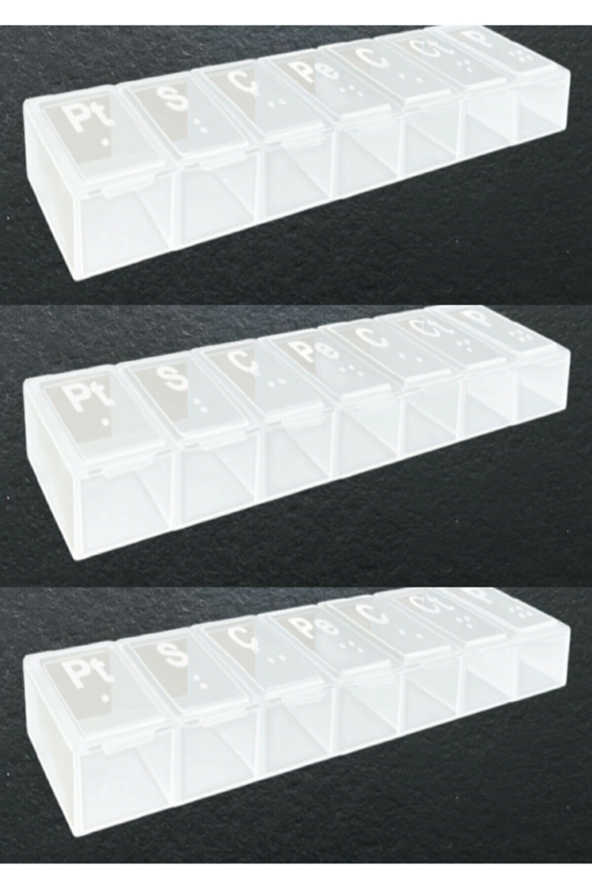 Haftalık Günlük Ilaç Saklama Kutusu Şeffaf - Hap Kabı 3 Adet