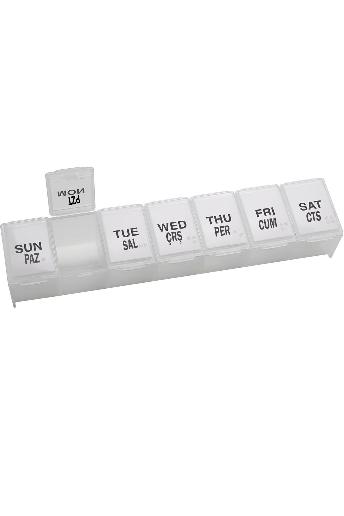 Haftalık İlaç Saklama Kutusu Plastik Şeffaf 7 Bölmeli Günlük İlaç