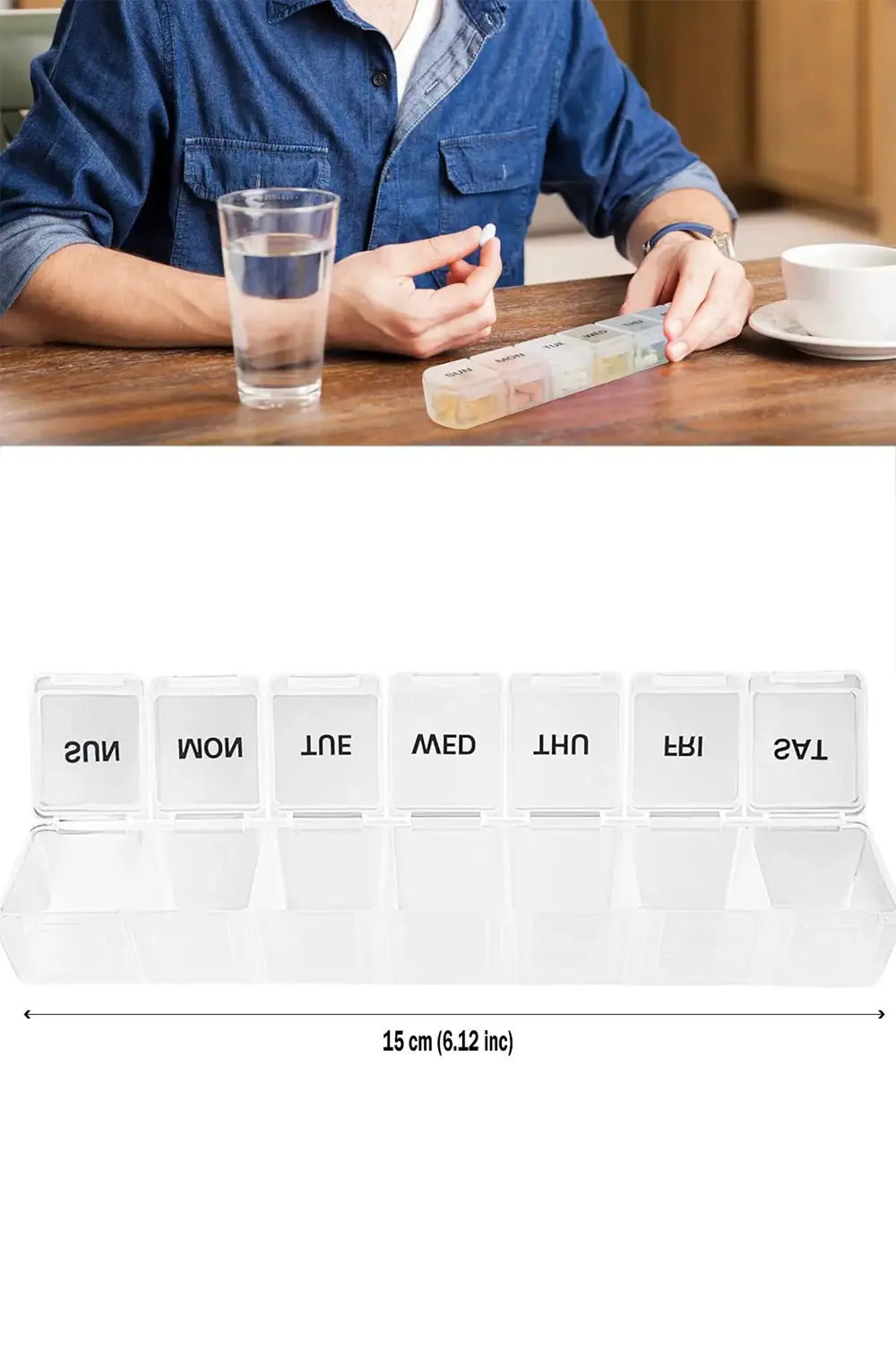 Haftalık İlaç Saklama Kutusu Plastik Şeffaf 7 Bölmeli Günlük İlaç