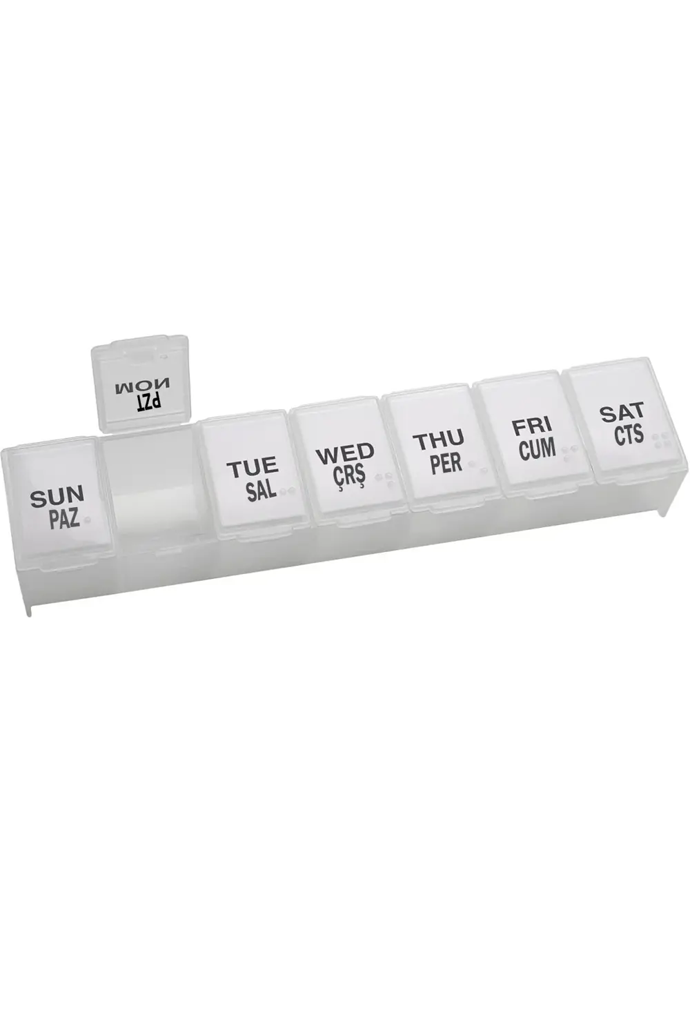 Haftalık İlaç Saklama Kutusu Plastik Şeffaf 7 Bölmeli Günlük İlaç