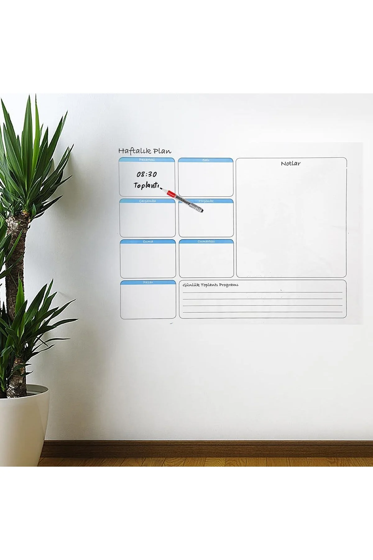 Haftalık Planlayıcı Manyetik Duvar Stickerı Takvim 56 cm x 70 cm - Görsel 2