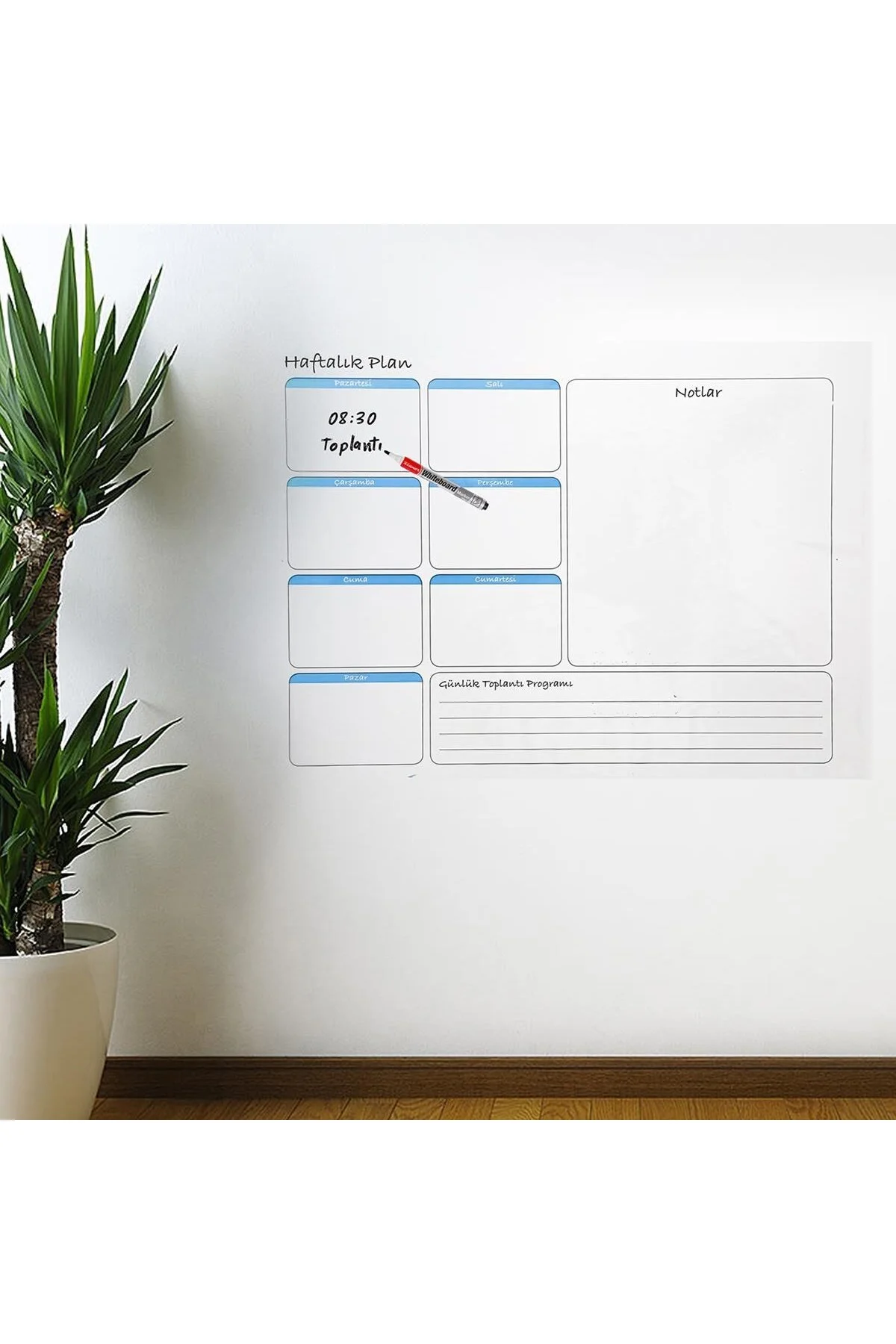 Haftalık Planlayıcı Manyetik Duvar Stickerı Takvim 70 cm x 56 cm (5282) - Görsel 2