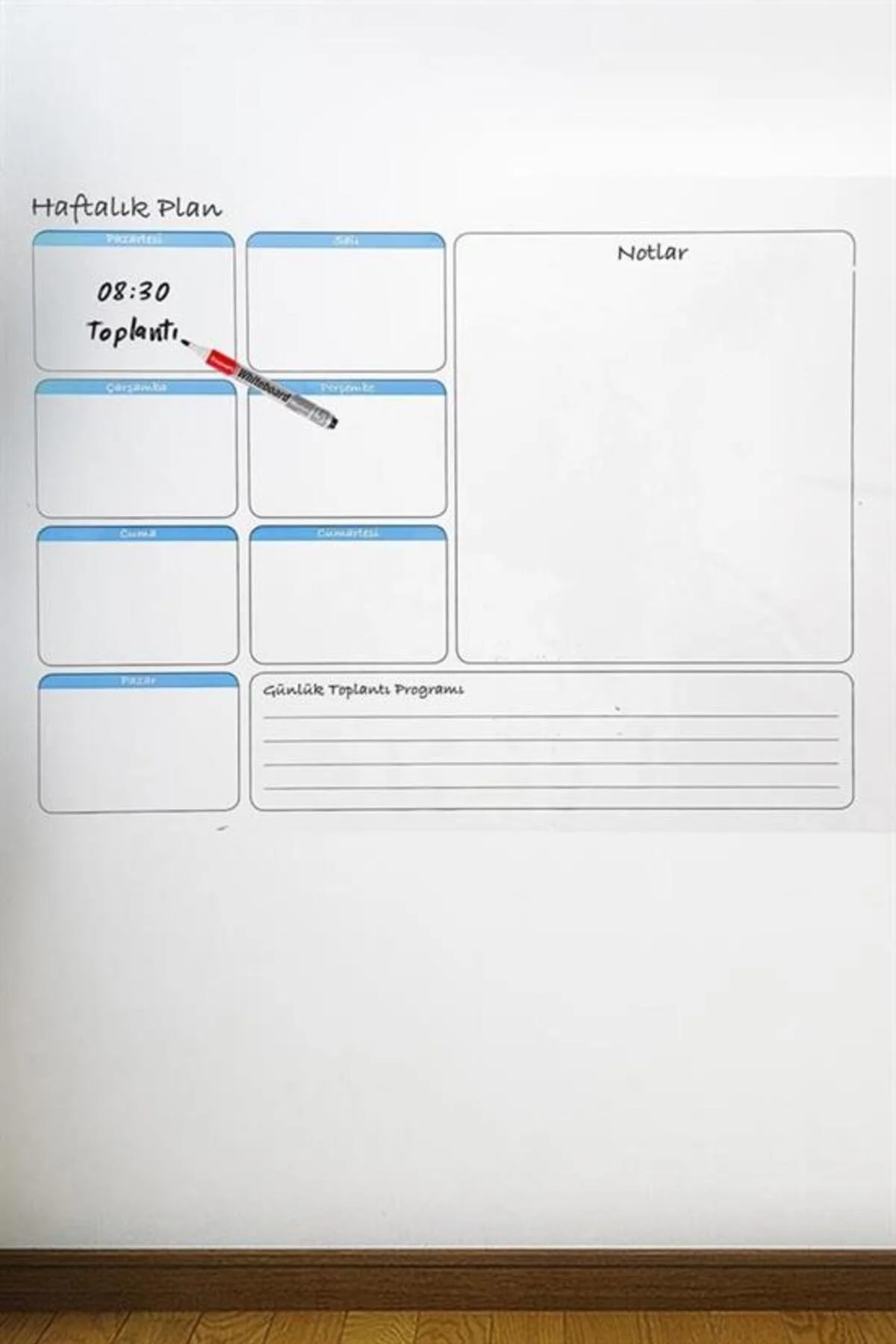 Haftalık Planlayıcı Manyetik Duvar Stickerı Takvim 70 cm x 56 cm (5282) - Görsel 3