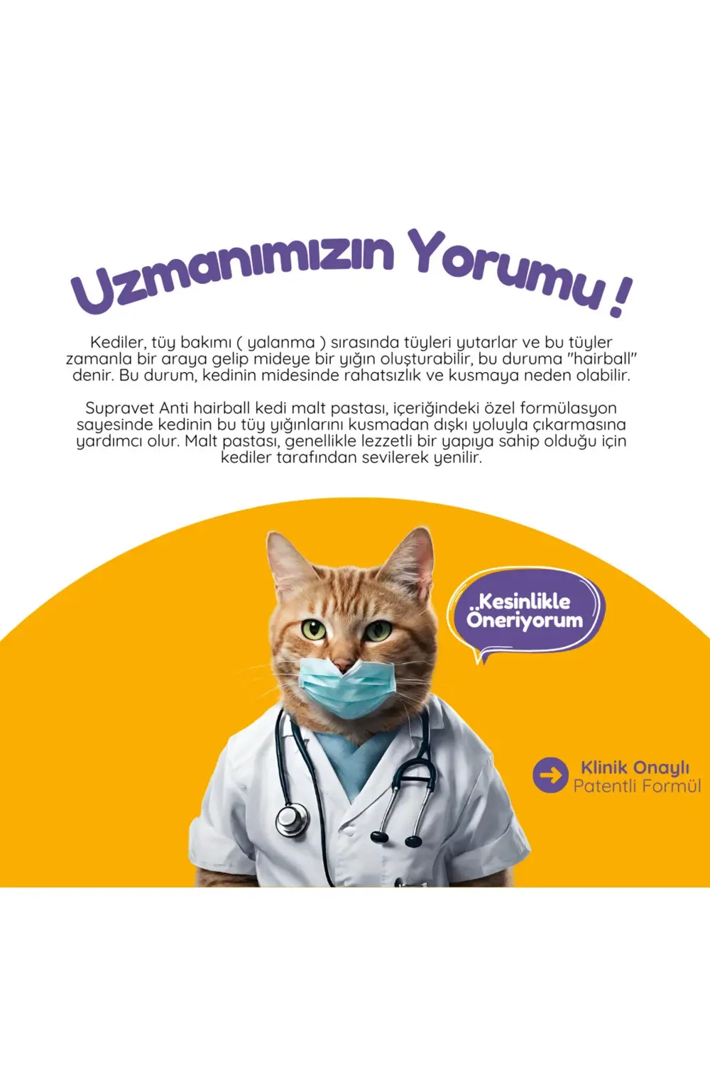 Supravet Hairball Malt Paste Kediler İçin Tüy Yumağı Önleyen Malt Macun 10