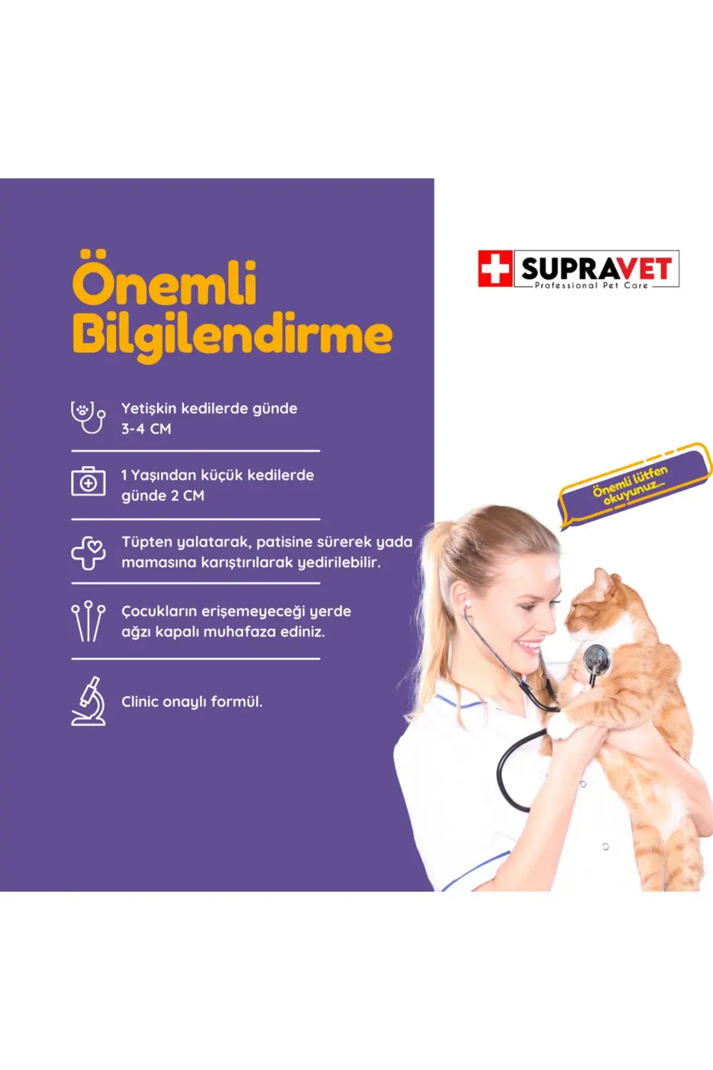 Supravet Hairball Malt Paste Kediler İçin Tüy Yumağı Önleyen Malt Macun 10