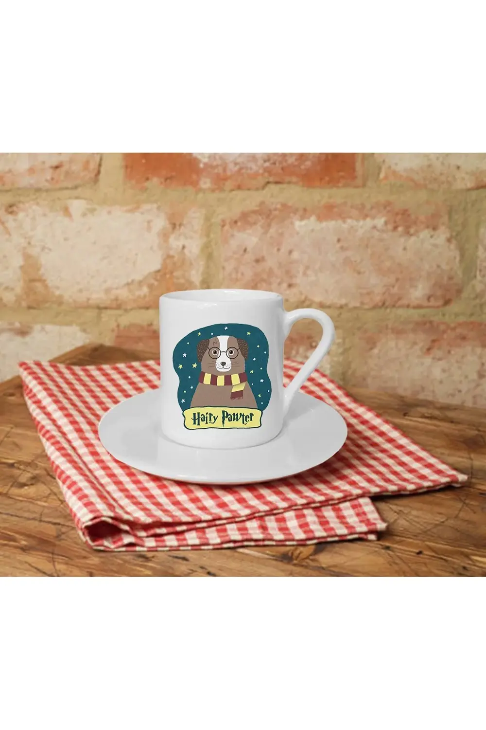 Hairy Pawter Baskılı Beyaz Türk Kahvesi Fincanı 1