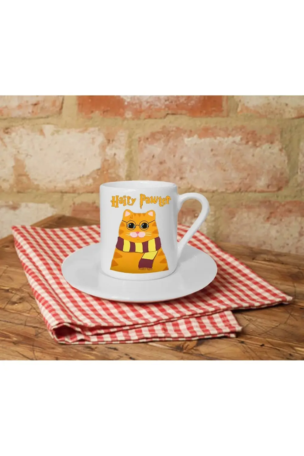 Hairy Pawter Baskılı Beyaz Türk Kahvesi Fincanı