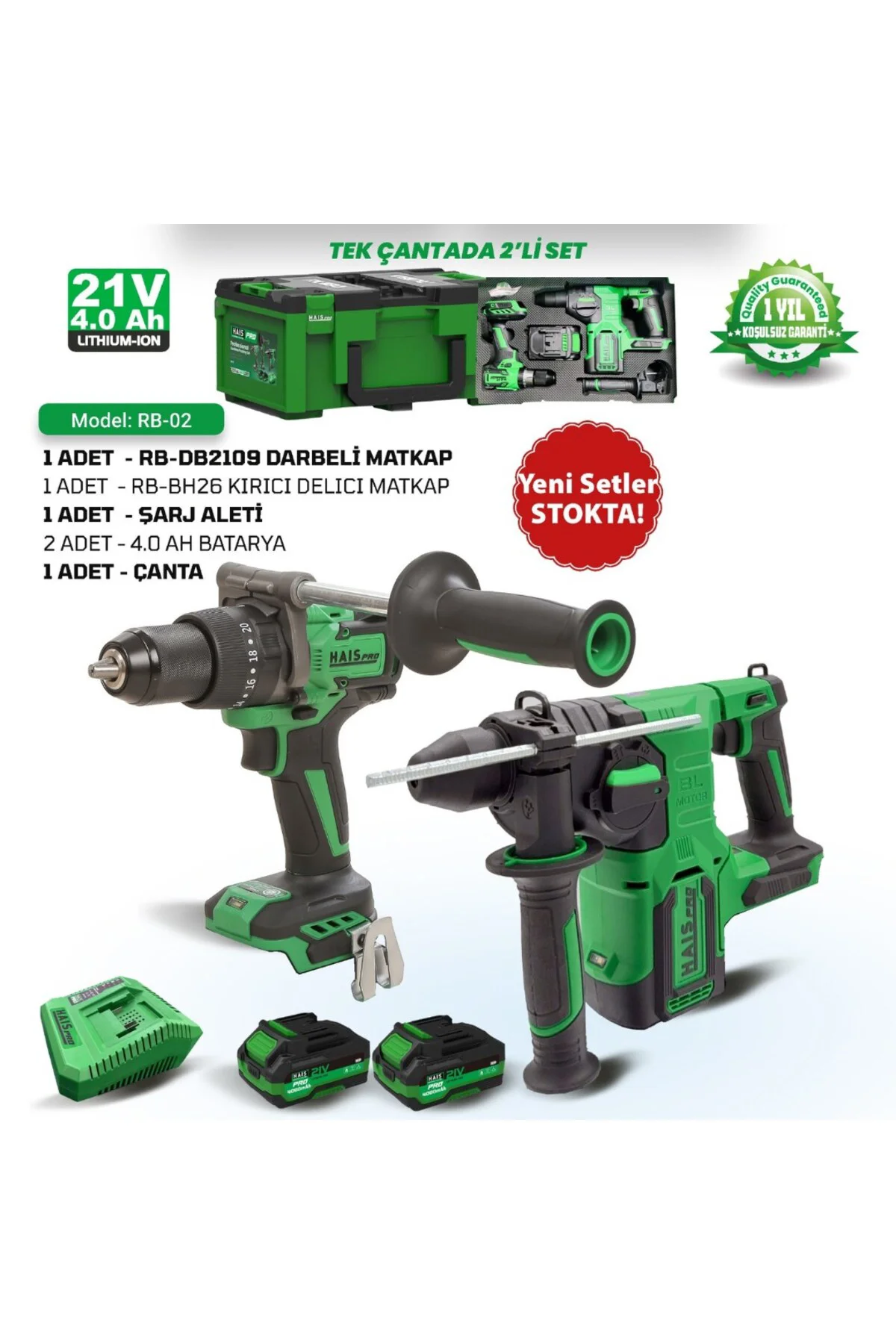 HAISPRO AKÜLÜ EL ALETLERİ 21V 2 Lİ SET