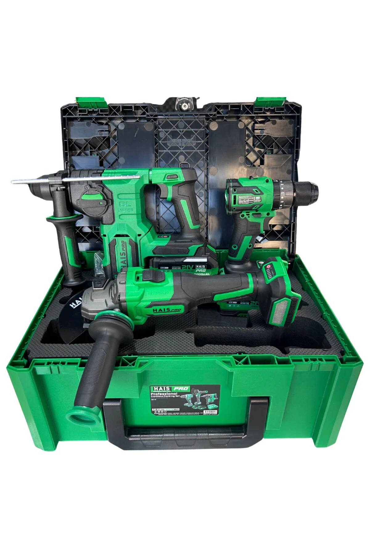 HaisPro Akülü Set - 3'lü Profesyonel Akülü Set + 2X4 Ah Çift Akü 