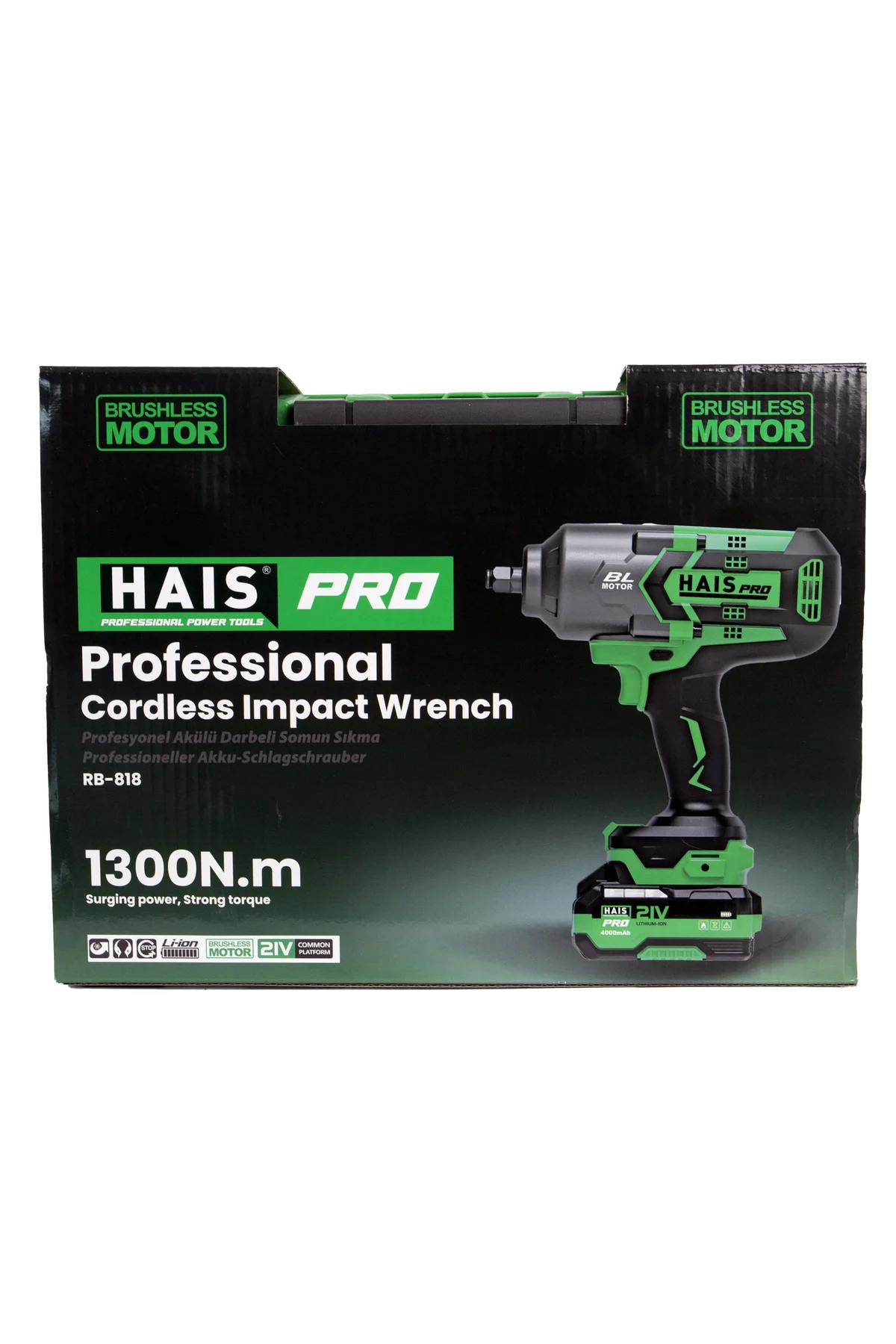 HAISPRO Profesyonel Darbeli Somun Sıkma 1300 Nm 21 V