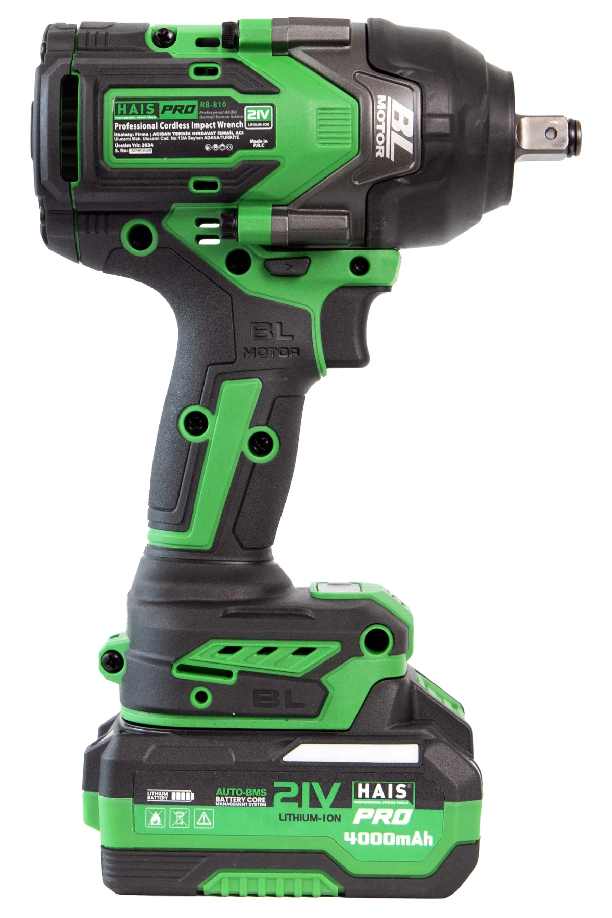 HAISPRO Profesyonel Darbeli Somun Sıkma 1100 Nm 21 V