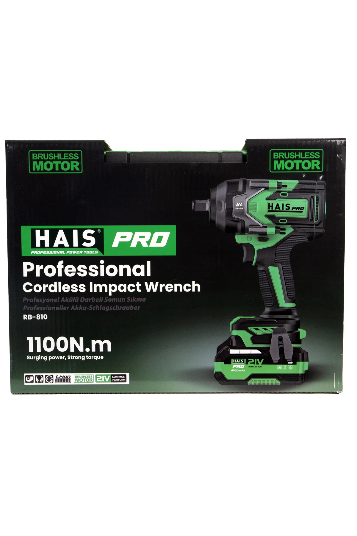 HAISPRO Profesyonel Darbeli Somun Sıkma 1100 Nm 21 V