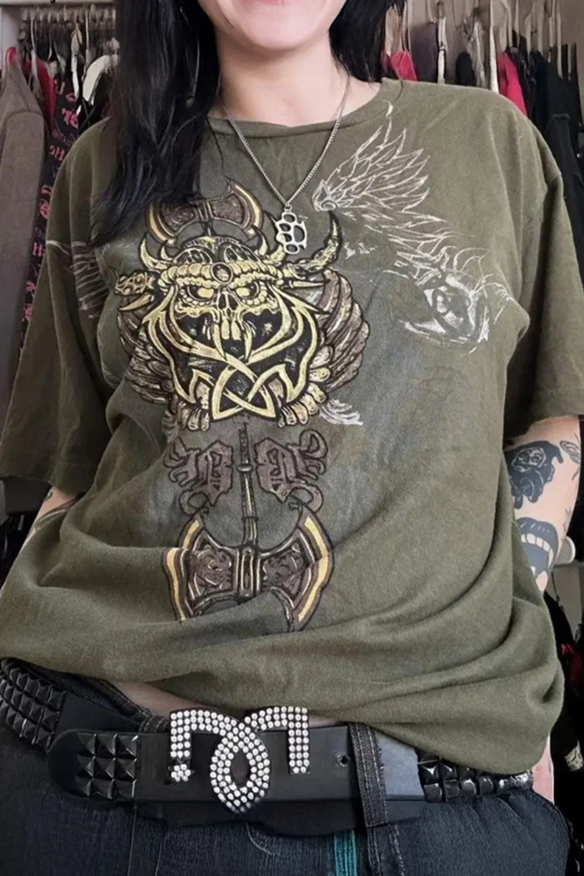 Haki Antique Viking Ax Brad Butter Cyber Grunge Unisex T-shirt
