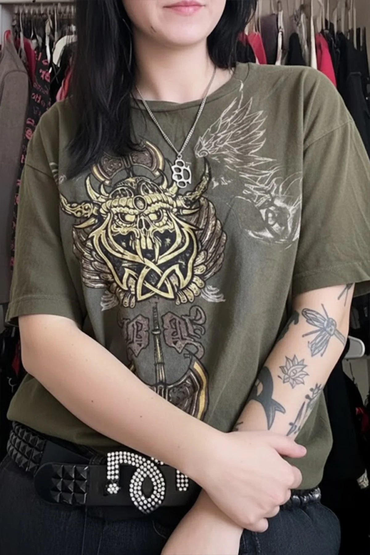 Haki Antique Viking Ax Brad Butter Cyber Grunge Unisex T-shirt