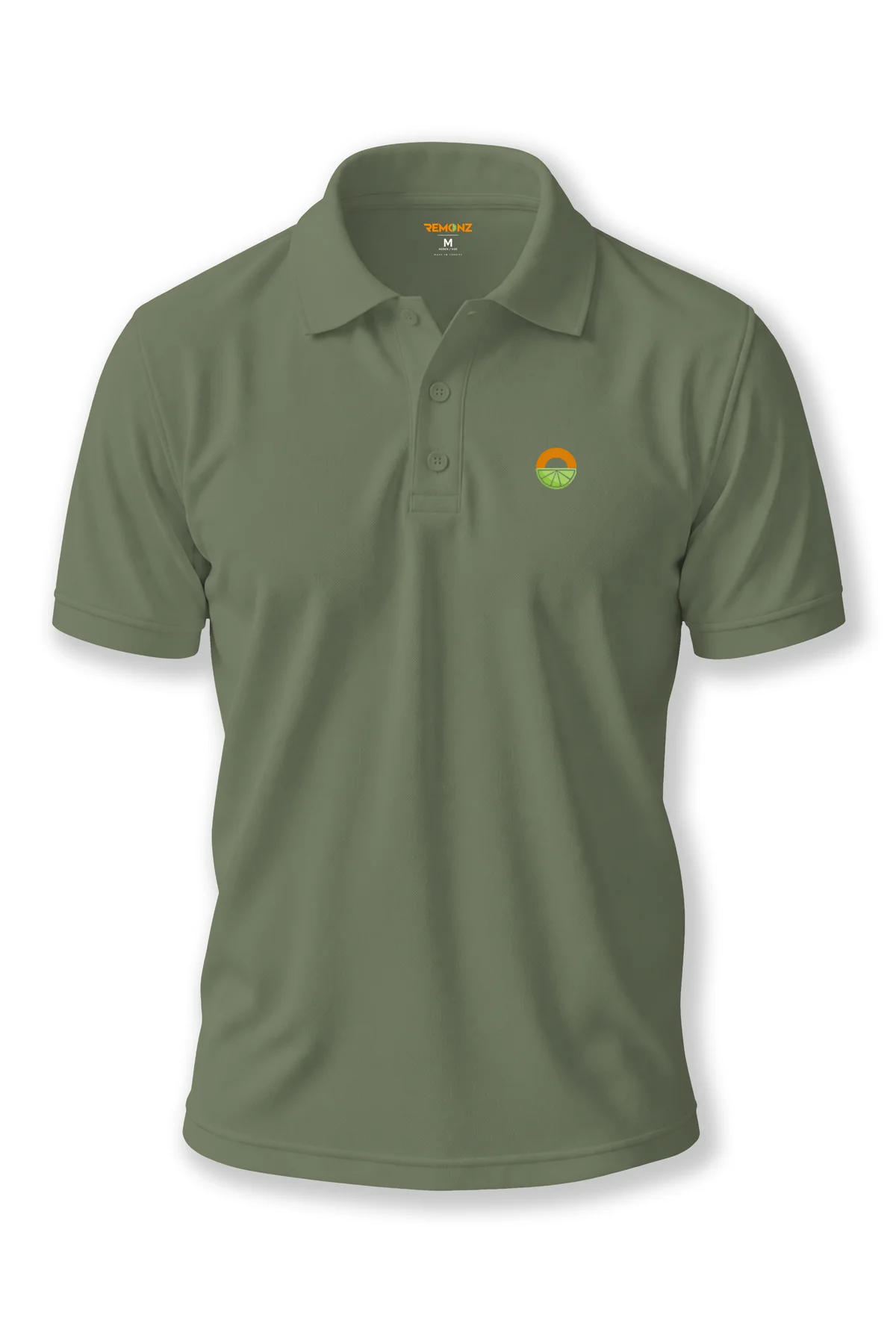 Haki Minimalist Logolu Polo Yaka Kısa Kollu Tişört