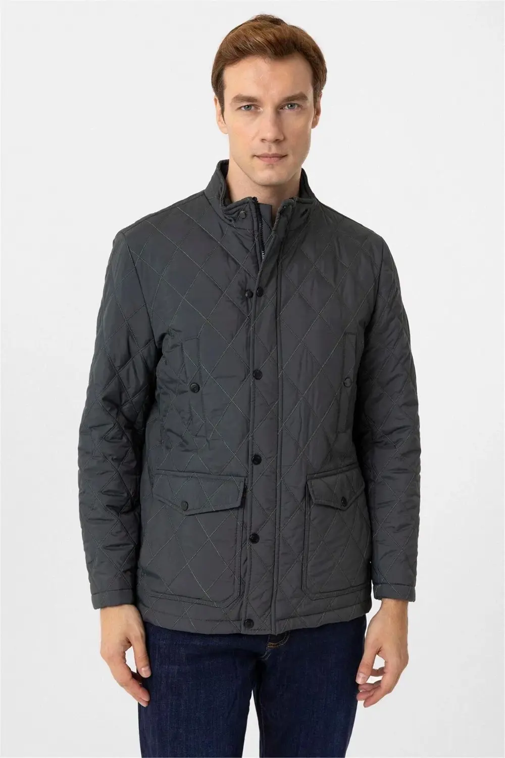 Haki Slim Kapitone Dik Yaka Mont