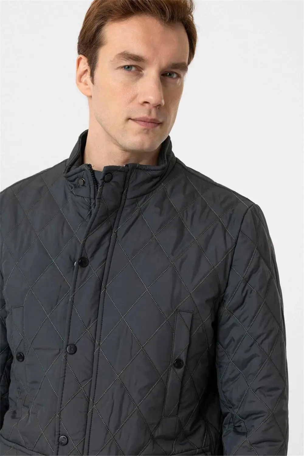 Haki Slim Kapitone Dik Yaka Mont