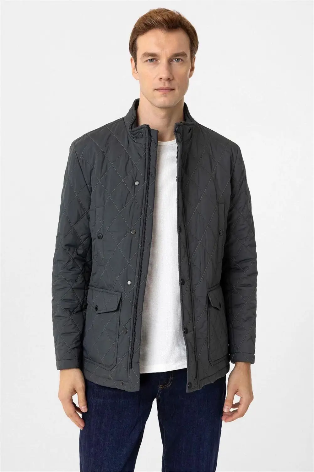 Haki Slim Kapitone Dik Yaka Mont