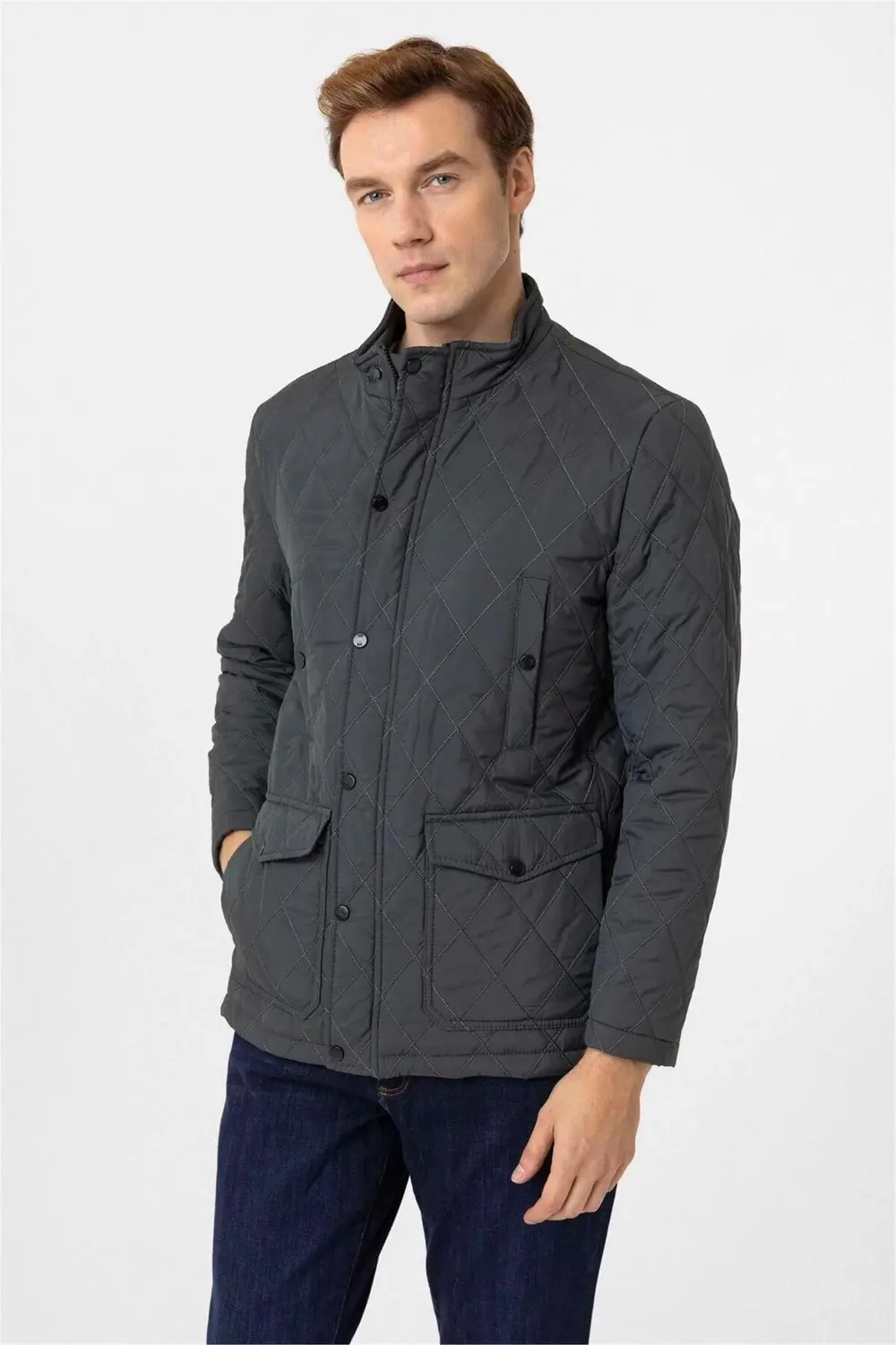 Haki Slim Kapitone Dik Yaka Mont