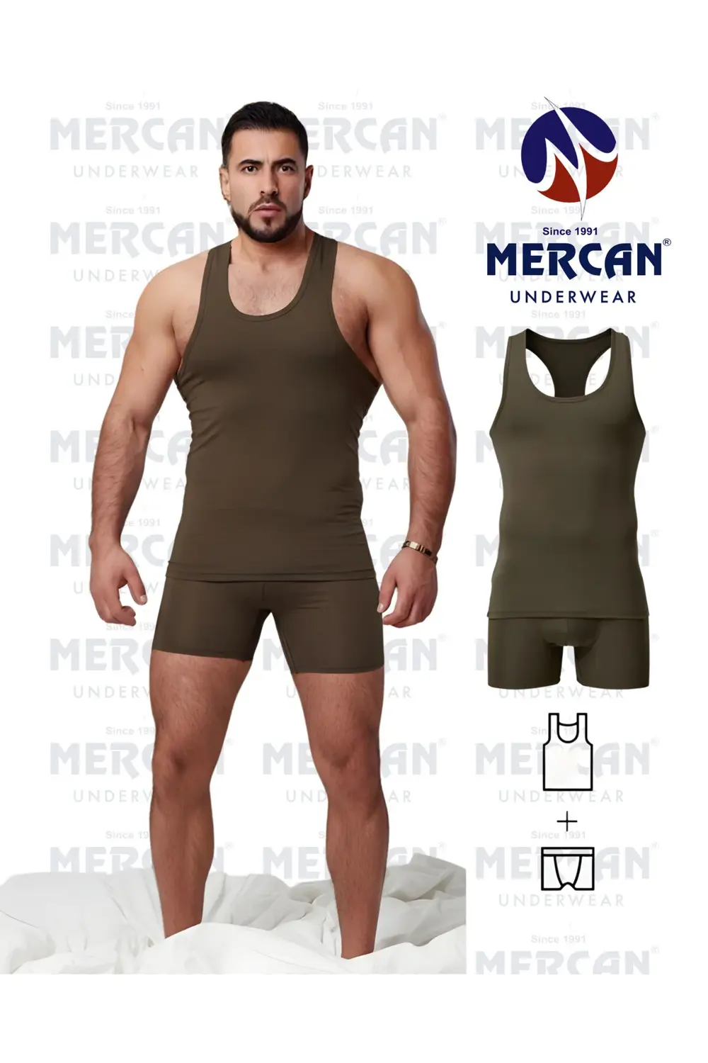 Haki Takım Özel Kutuda Uzun Kesim Boxer+ Sporcu Atlet