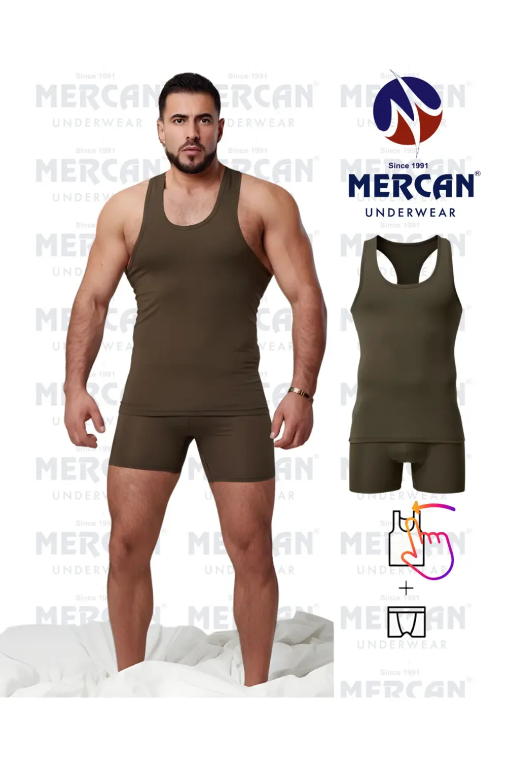 Haki Takım Özel Kutuda Uzun Kesim Boxer+ Sporcu Atlet