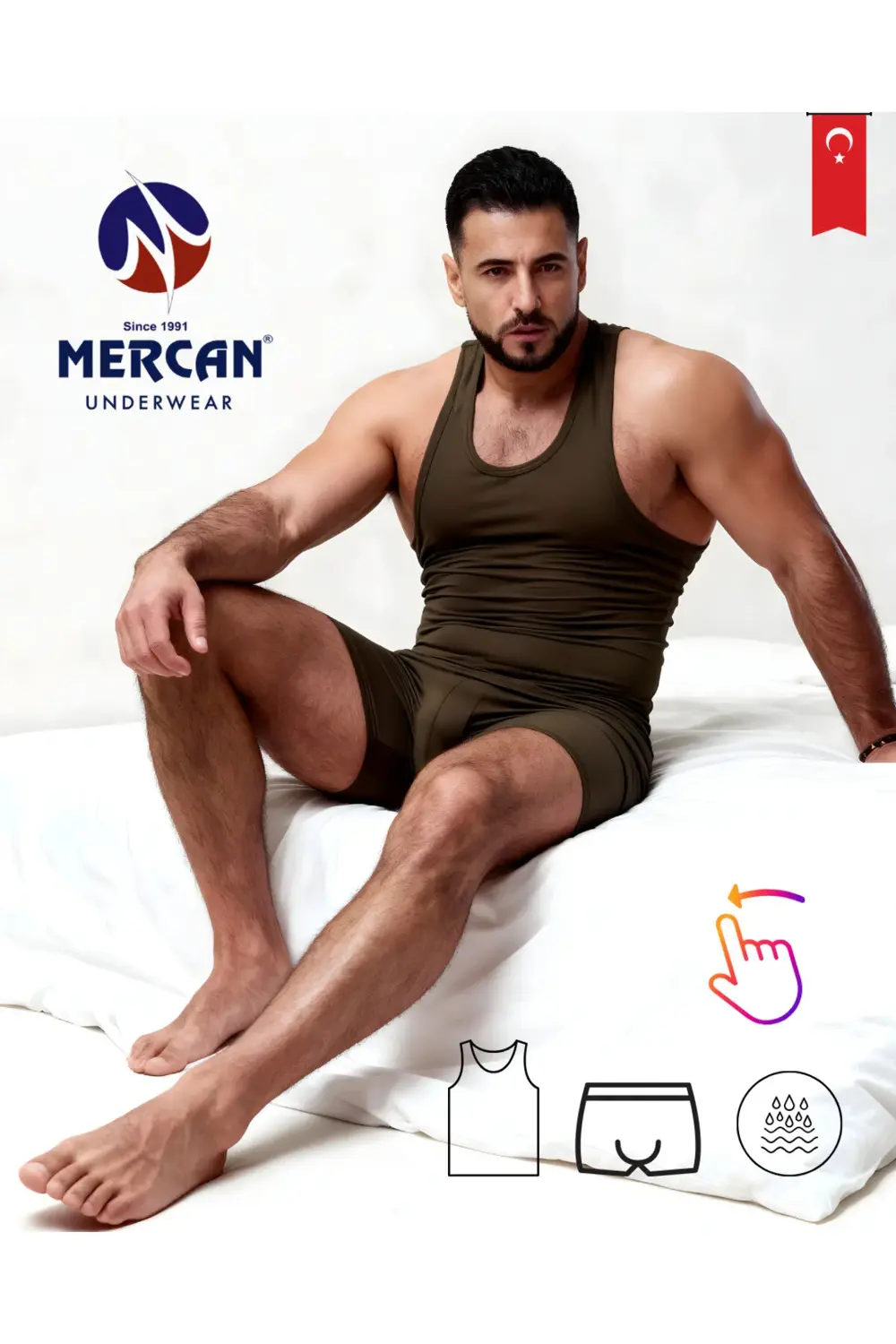 Haki Takım Özel Kutuda Uzun Kesim Boxer+ Sporcu Atlet