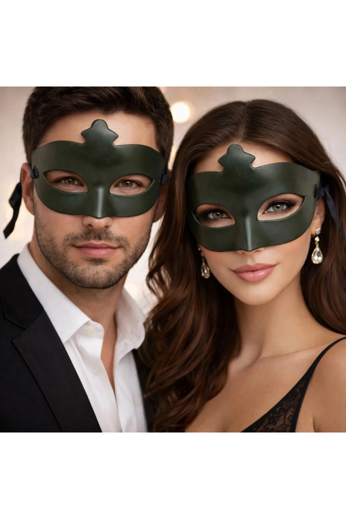 Haki Yeşil Gizemli Masquerade Maskesi - Lisinya