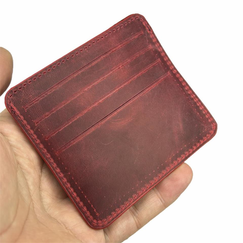 Diga Hakiki Deri 8 Gözlü Kartlık Crazy Bordo