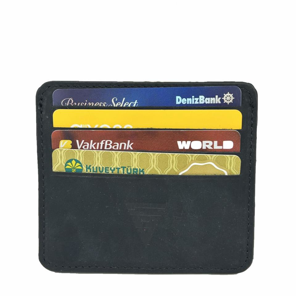 Diga Hakiki Deri 8 Gözlü Kartlık Süet Siyah