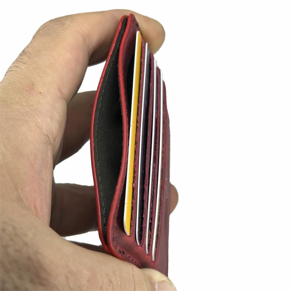 Diga Hakiki Deri 8 Gözlü Kartlık Crazy Bordo