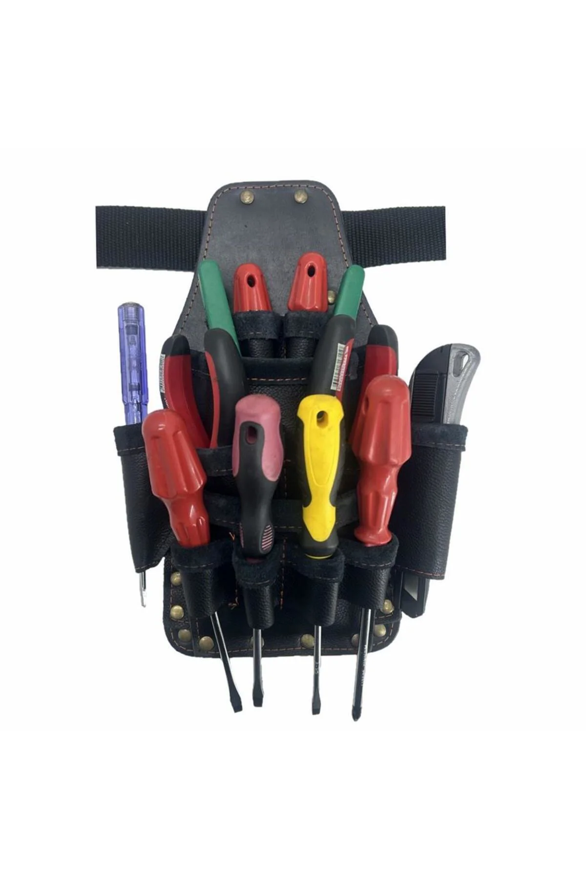 Hakiki Deri CA218 XL Elektrikçi Teknisyen Bel Çantası Siyah