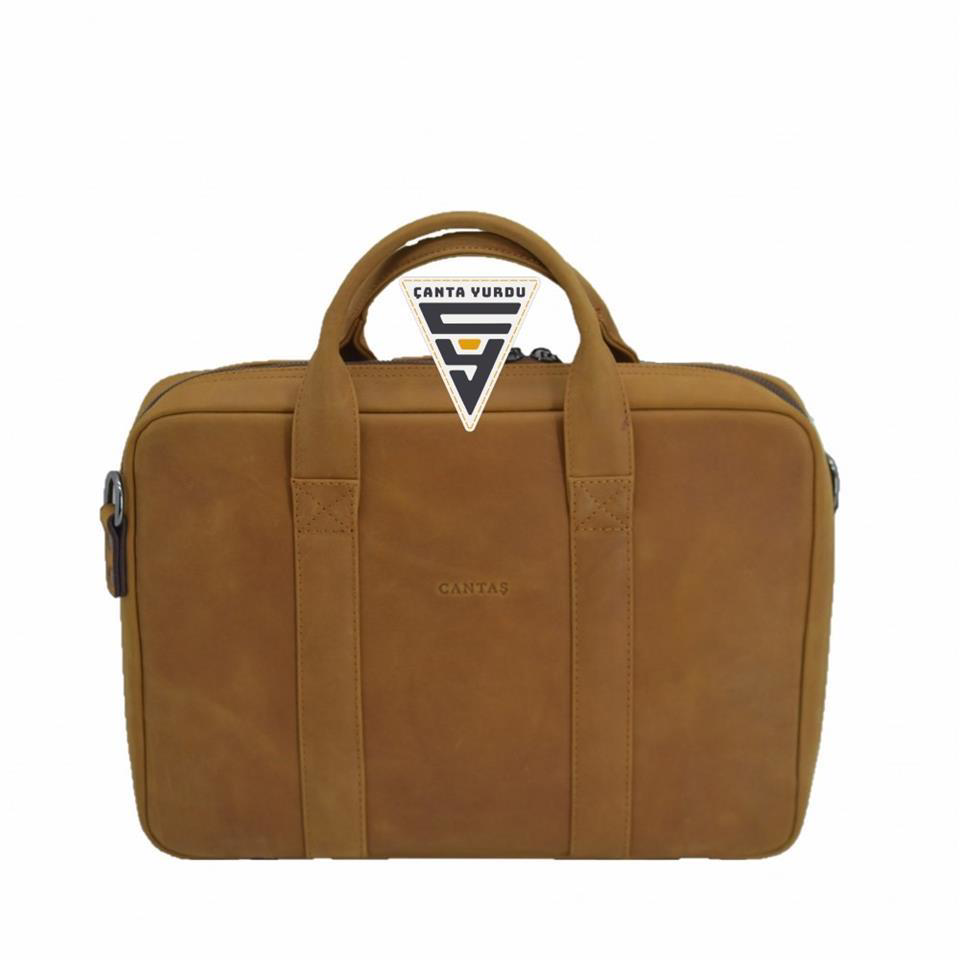 Çanta Yurdu Hakiki Deri Evrak Ve Laptop Organizer Çanta 13 İnç Taba