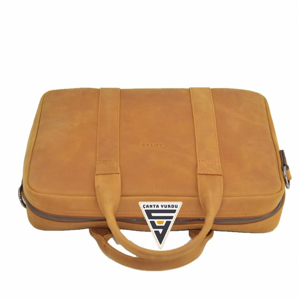 Çanta Yurdu Hakiki Deri Evrak Ve Laptop Organizer Çanta 13 İnç Taba