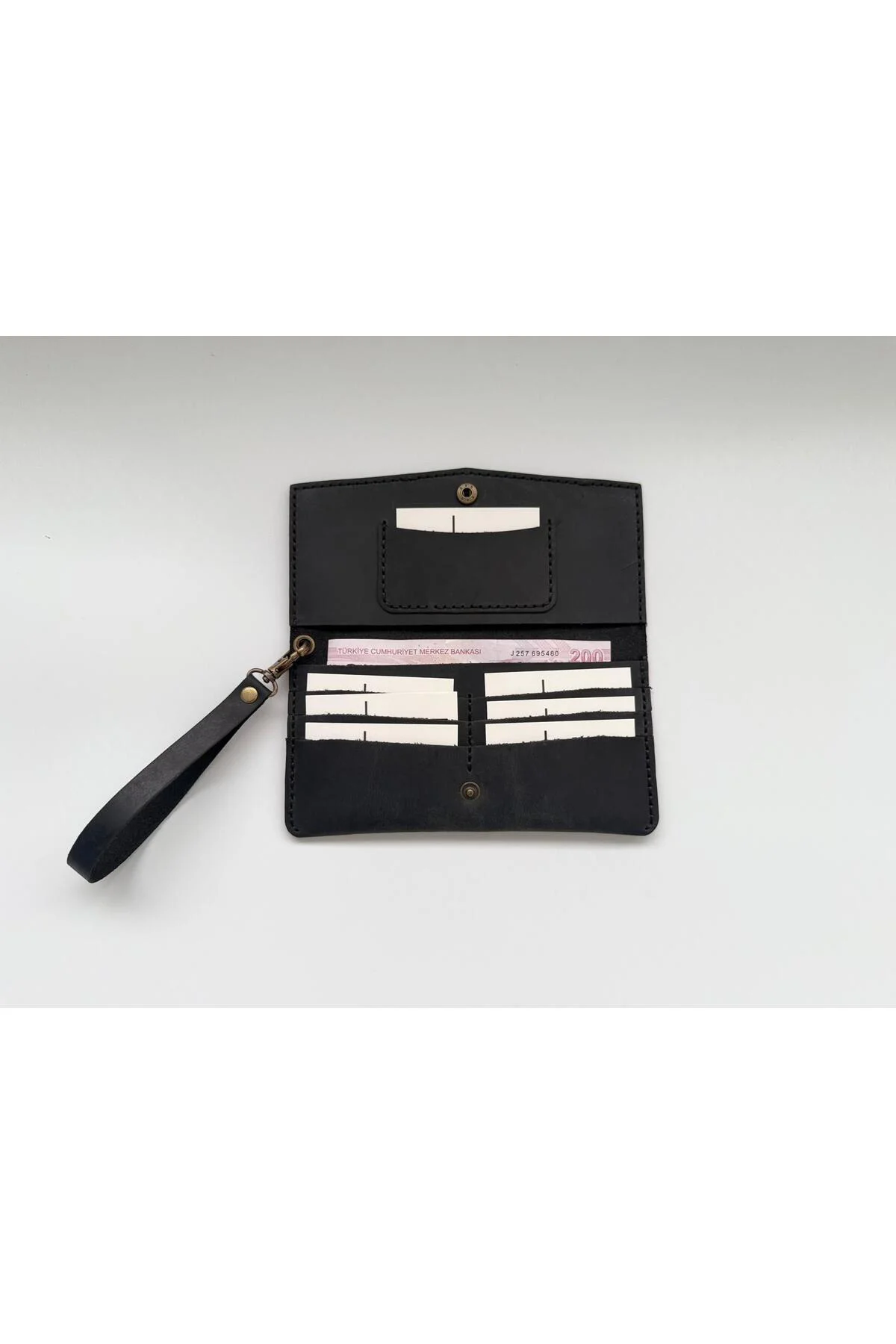 Hakiki Deri Kadın Cüzdan Bileklik Askılı 7 Kartlıklı 20x10 cm - E