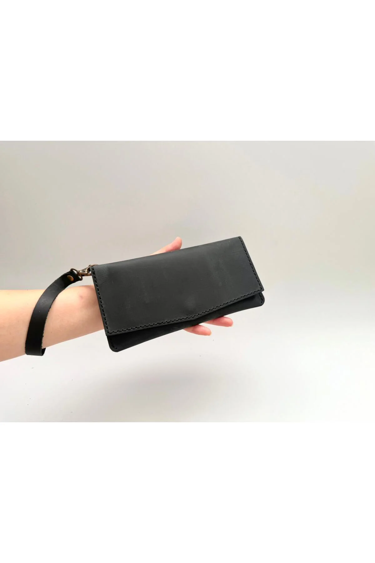 Hakiki Deri Kadın Cüzdan Bileklik Askılı 7 Kartlıklı 20x10 cm - E