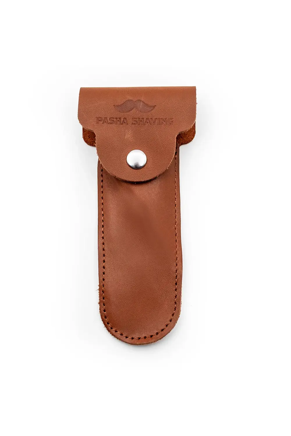 Hakiki Deri Kahverengi Tıraş Bıçağı Seyahat Kılıfı, Çıtçıt Kapakl